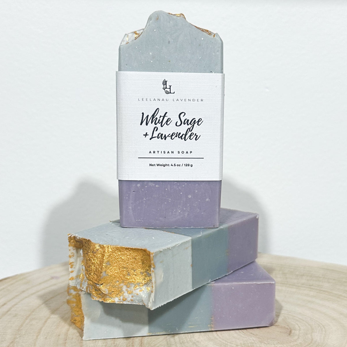 White Lily and Lavender soap, beautiful shades of blue and purple