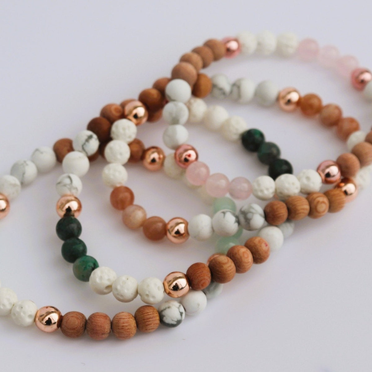 wood beads and lava beads for diffuser jewelry